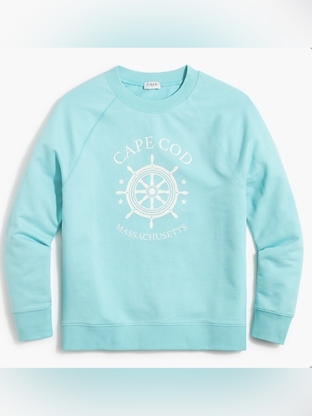 J Crew Cape Cod Sweatshirt Size XS Aqua Blue Long Sleeve